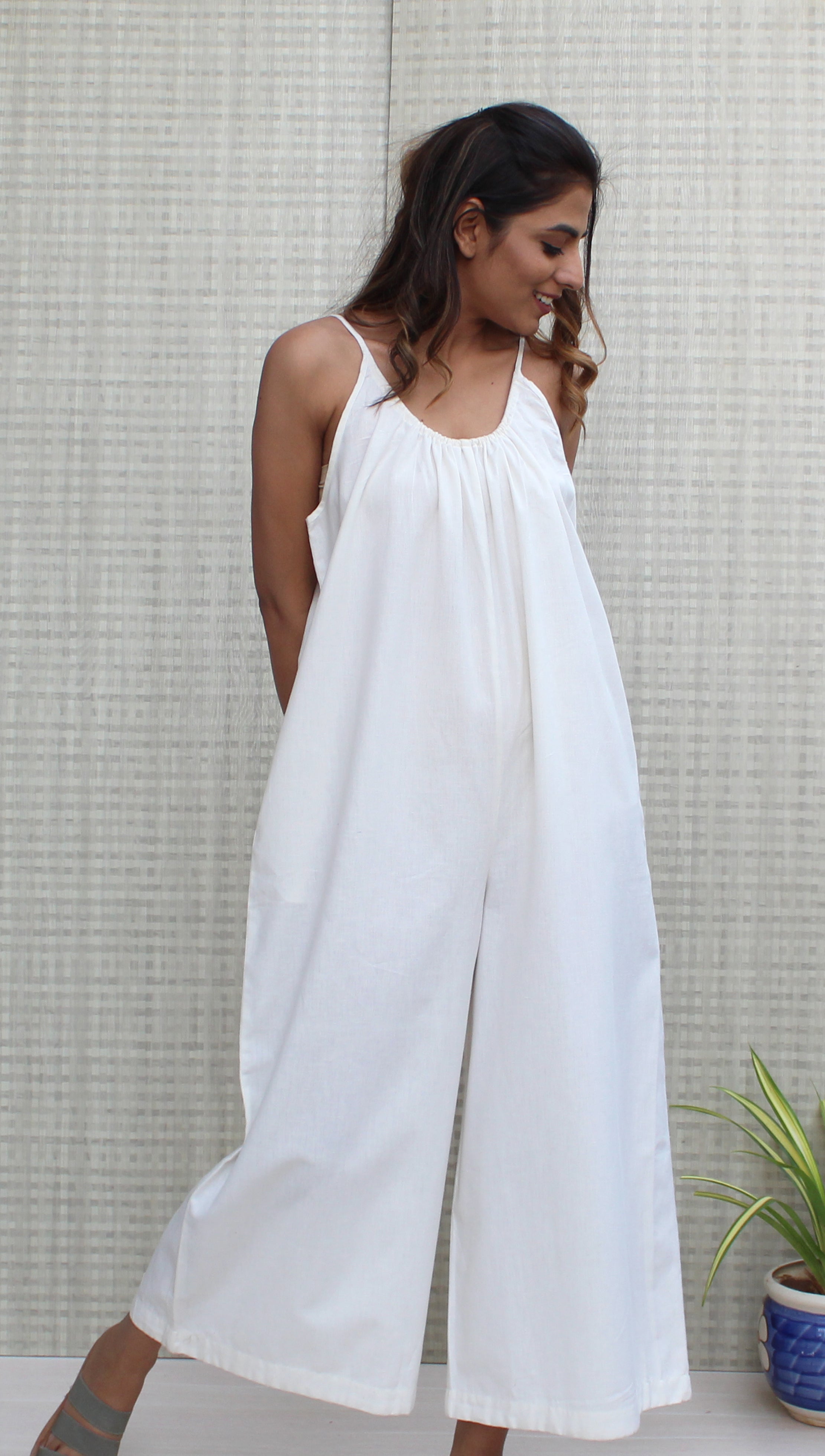 Soft Linen Strap Women Casual Jumpsuit