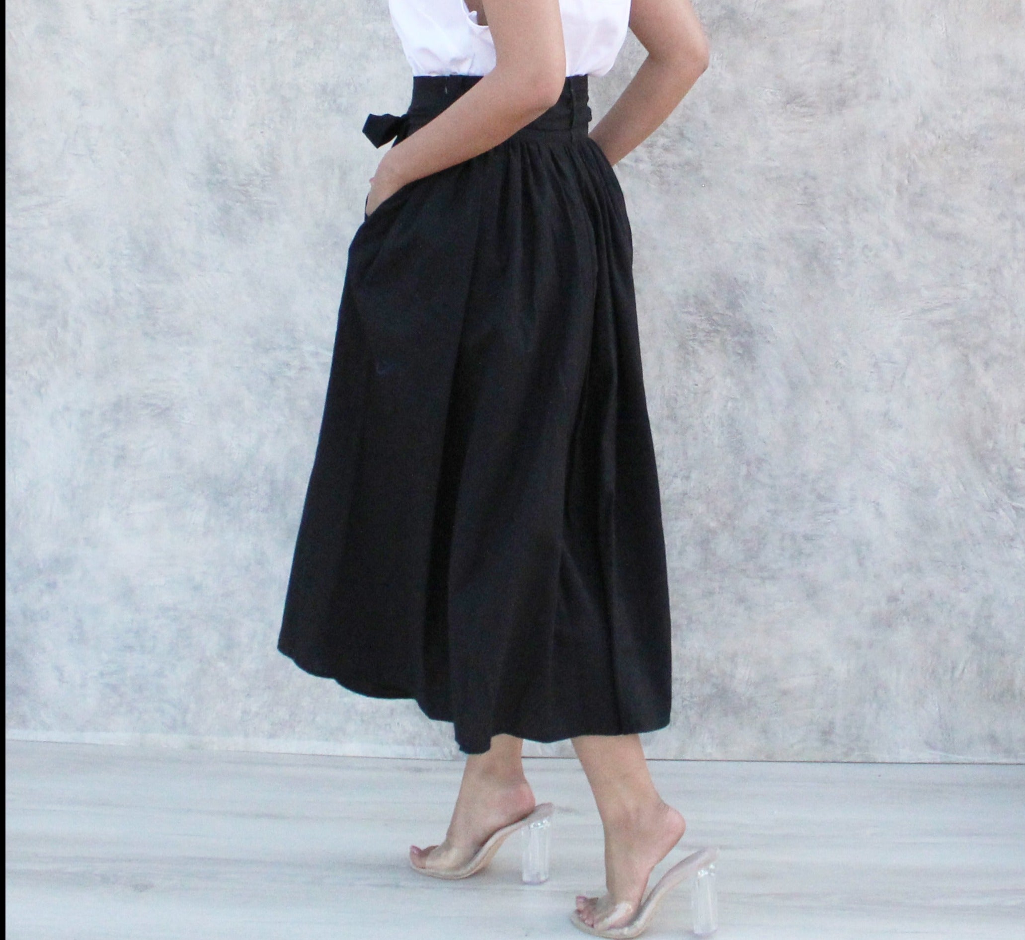 Black Long Skirt With Drawstring PLUS SIZE