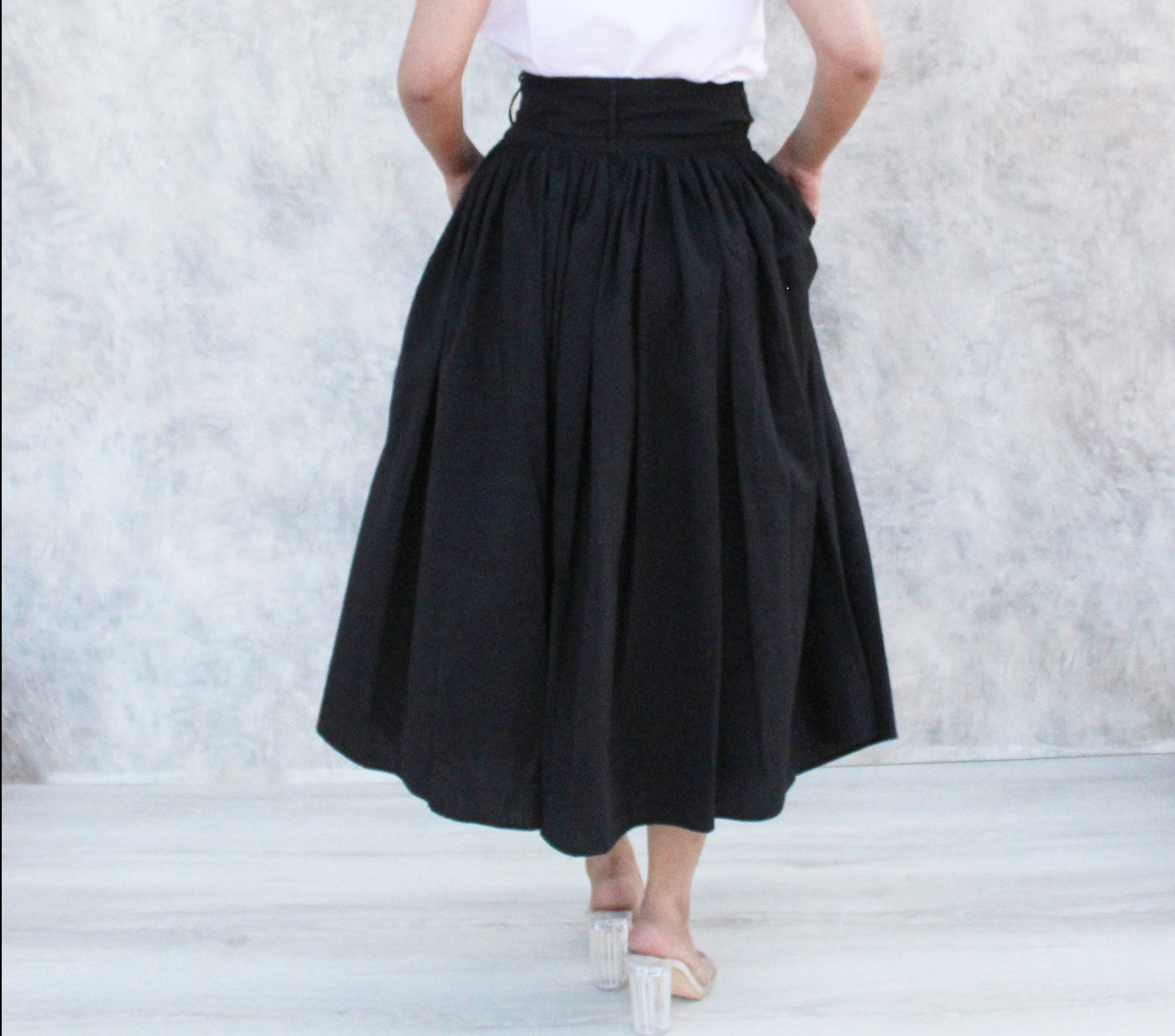 Black Long Skirt With Drawstring PLUS SIZE