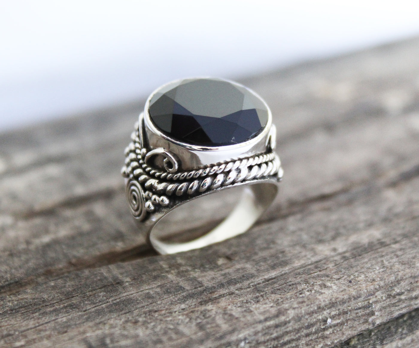 Natural Black Onyx Ring