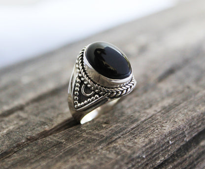 Natural Black Onyx Ring