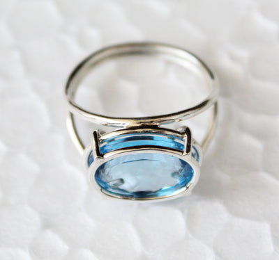 Natural Blue Topaz Ring
