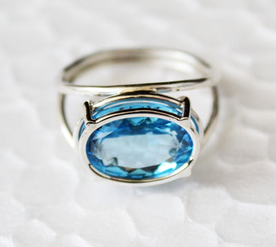 Natural Blue Topaz Ring