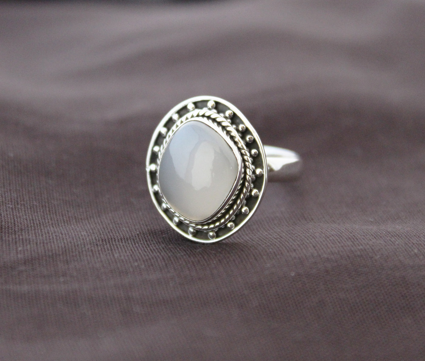 Natural Grey Moonstone Ring
