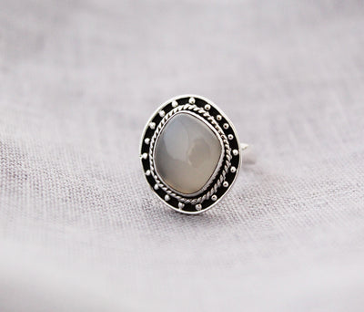 Natural Grey Moonstone Ring