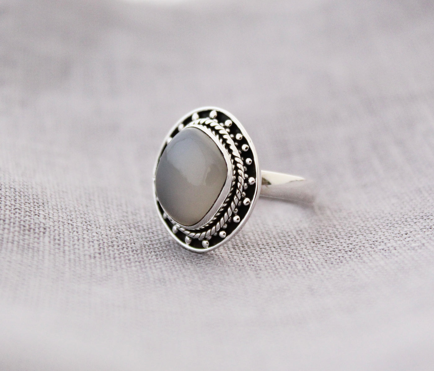 Natural Grey Moonstone Ring