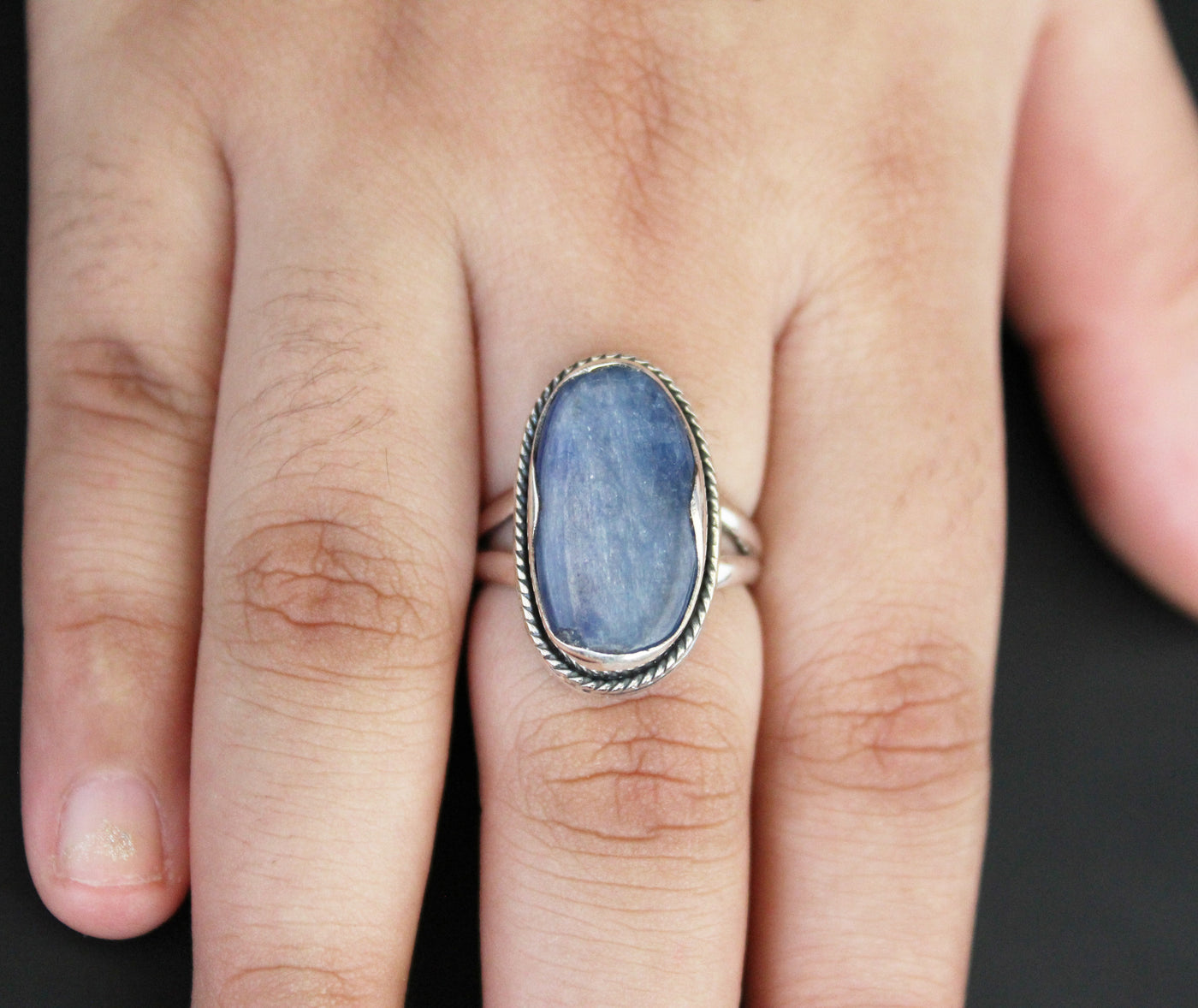 Blue Kyanite Ring, Deep Blue Ring,Sterling Silver Ring,Vintage ring, Blue Gem Ring, Blue Gem Jewelry, Art Deco Ring,Solitaire ring,Large gem