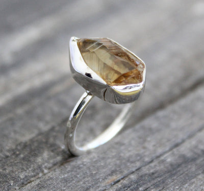 Raw Citrine Ring, Chunky Citrine Healing Ring, Handmade Ring, Minimalist, Raw Crystal Ring, Sterling Silver Ring, November birthstone