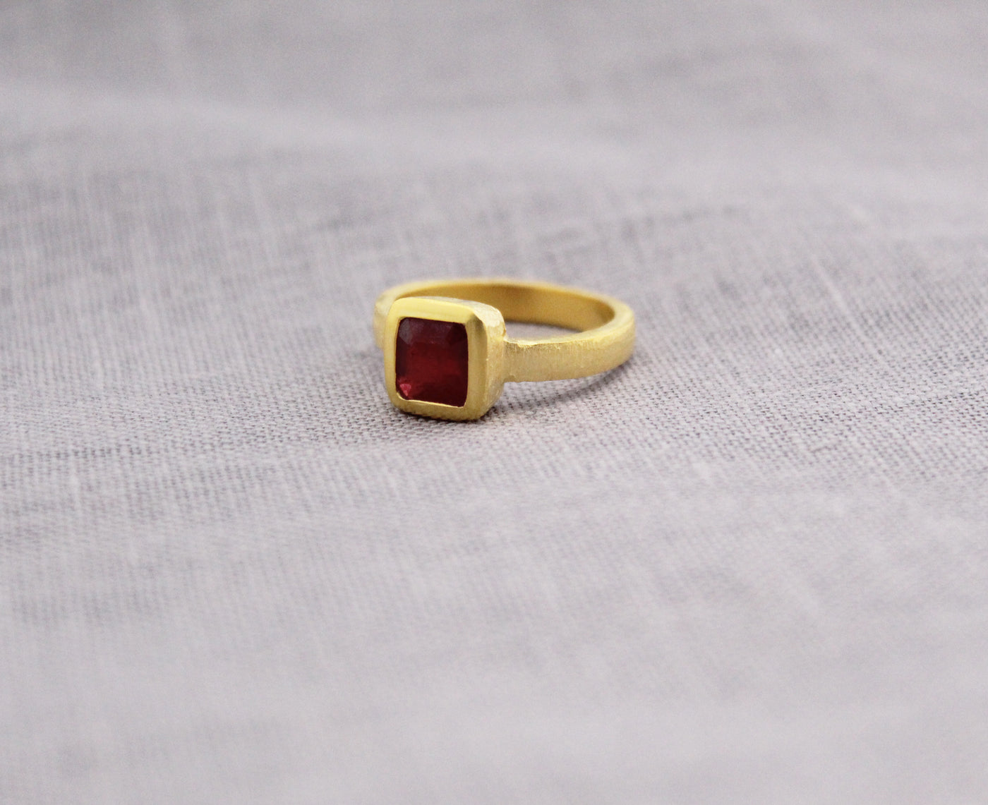 Square Ruby Ring, 18K Gold Filled Ring, Solitaire Ring, Square Faceted Ring, Natural Ruby, Beautiful Ring, Engagement Ring, Wedding Gifts