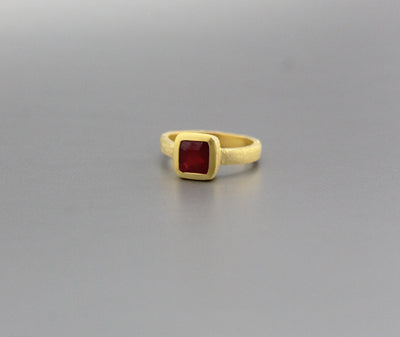 Square Ruby Ring, 18K Gold Filled Ring, Solitaire Ring, Square Faceted Ring, Natural Ruby, Beautiful Ring, Engagement Ring, Wedding Gifts