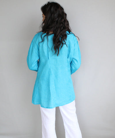 Linen Top, Linen Blouse, Linen Tunic, Linen Top Kimono, Linen Long Sleeve Top, Stone Washed Linen