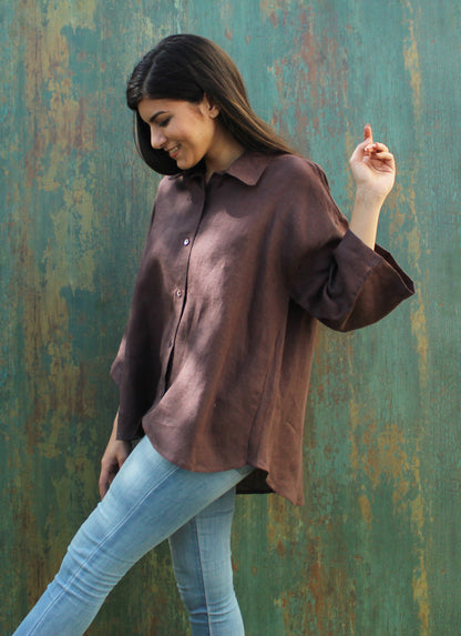 Linen shirt, Drop shoulder shirt, Casual women clothes, Oversized linen shirt, Linen blouse, Linen everyday shirt, Minimalist Linen clothing