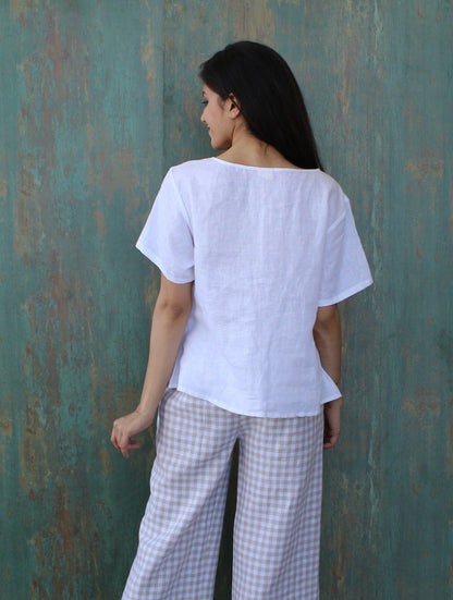 White Relax fit Linen Top