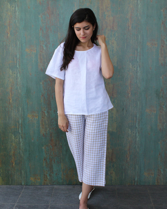 White Relax fit Linen Top