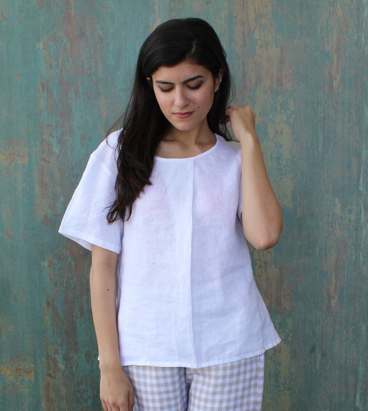 White Relax fit Linen Top