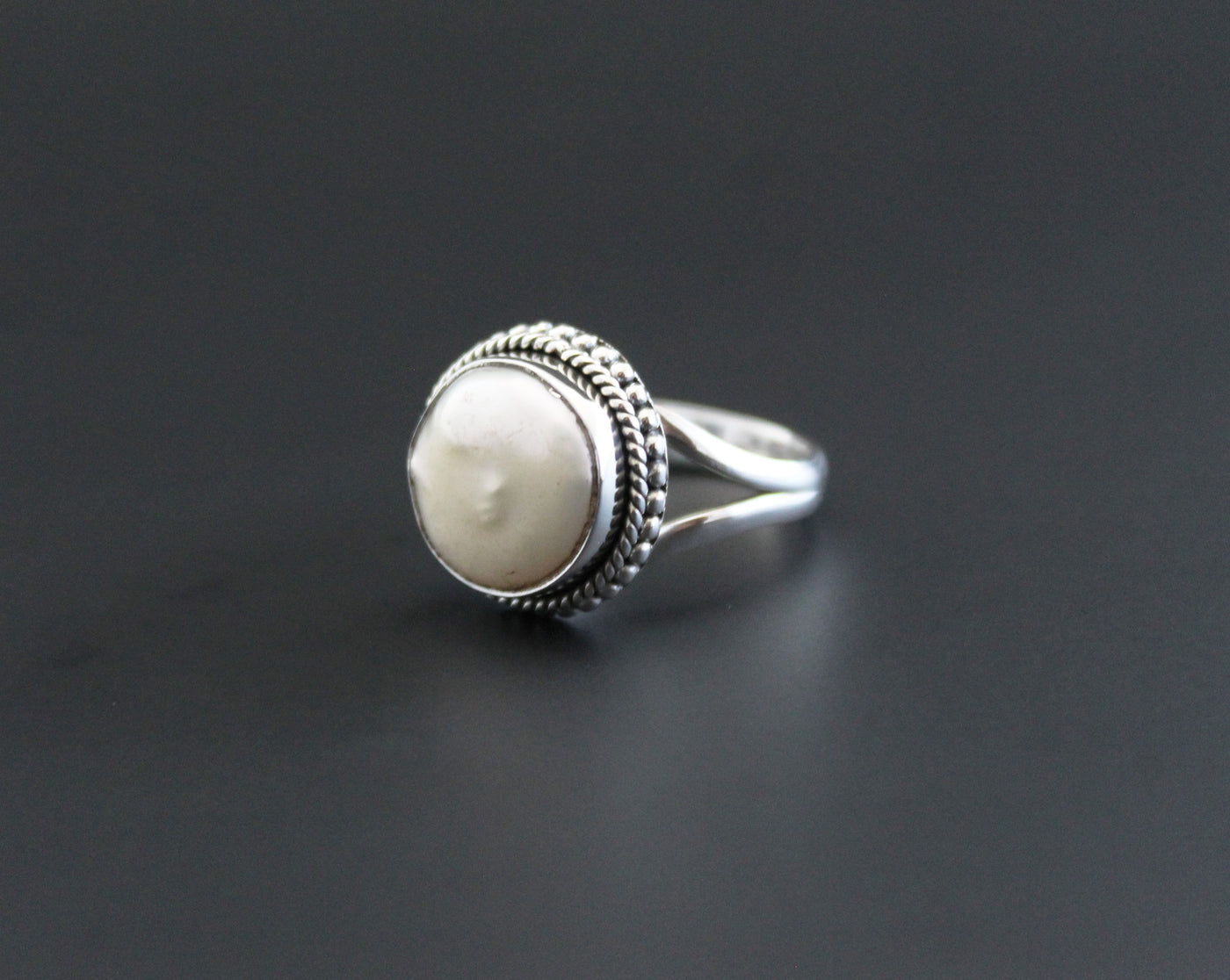 Pearl Ring Solid Silver ring Handmade Ring Stackable Ring Minimalist Ring Dainty Ring Natural Pearl Ring Statement Organic Boho