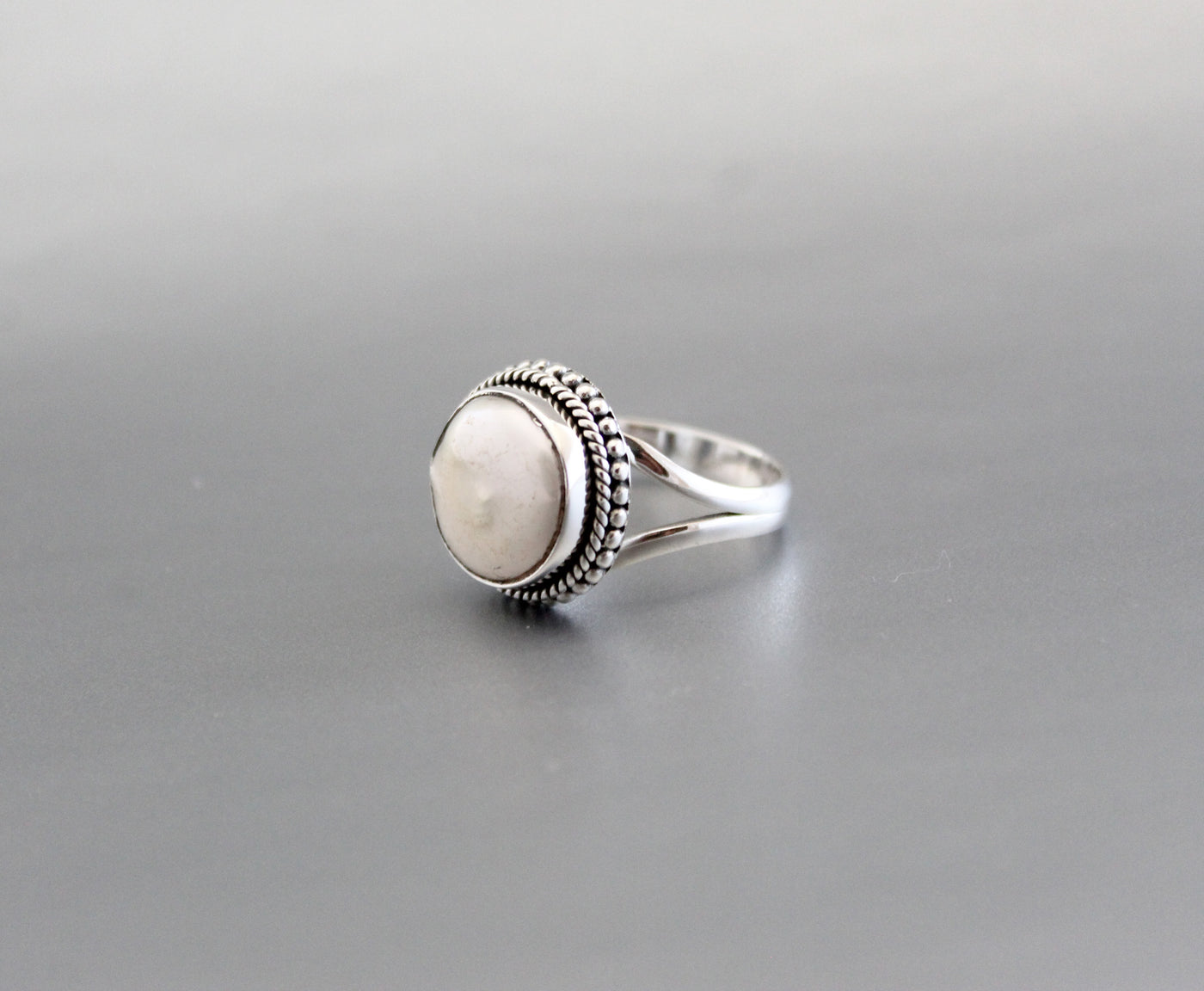 Pearl Ring Solid Silver ring Handmade Ring Stackable Ring Minimalist Ring Dainty Ring Natural Pearl Ring Statement Organic Boho