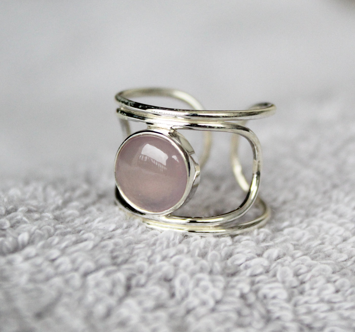 Pink Chalcedony Ring, Designer Ring, Thumb Ring, Adjustable Band, Pink Ring, Pink Gemstone Ring, Pink Stone Ring