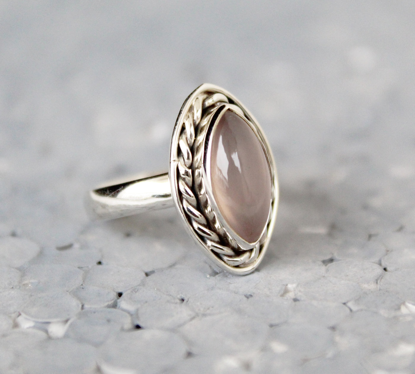 Pink Chalcedony Ring, Handmade Ring, 925 Sterling Silver, Statement Ring, Birthstone Jewelry, Pink Gemstone Ring, Free Shipping