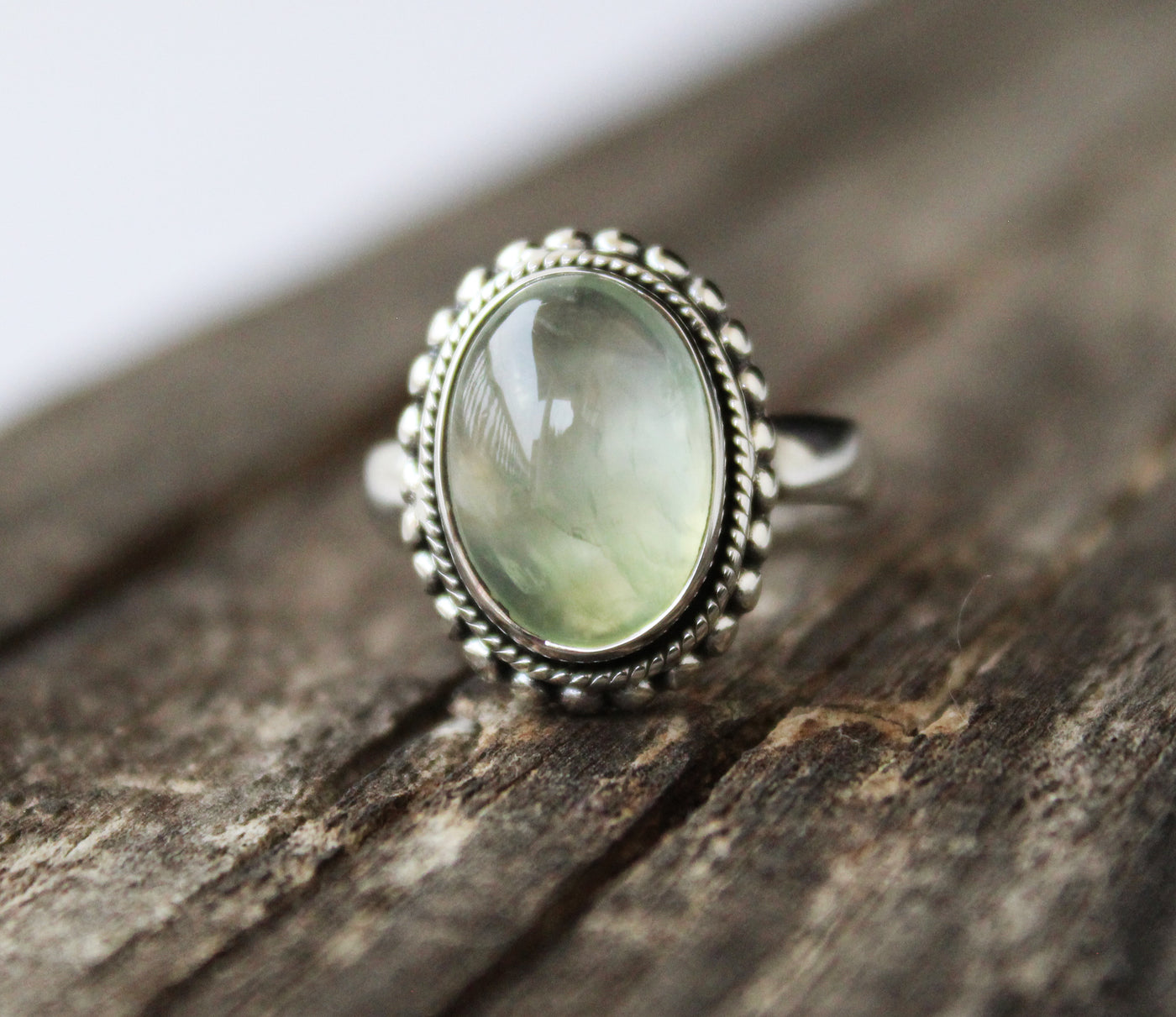 Prehnite Ring, 925 Sterling Silver Ring, 12x16mm Oval Prehnite Ring, Handmade Ring, Green Gemstone Ring, Women's Ring,Statement Ring, Ring