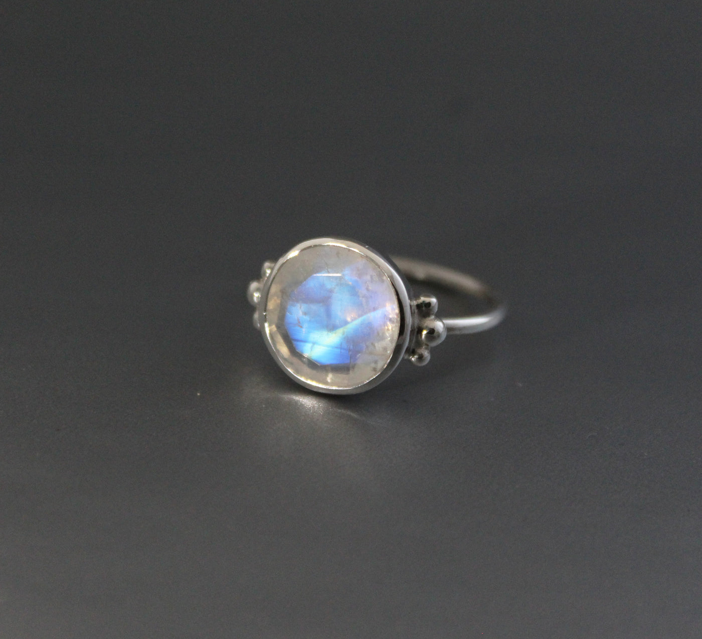 Natural Rainbow Moonstone Ring,Blue Fire Moonstone Ring,Boho Simple Ring ,Handmade Silver Ring,Gift for her,Promise Ring,Anniversary Ring