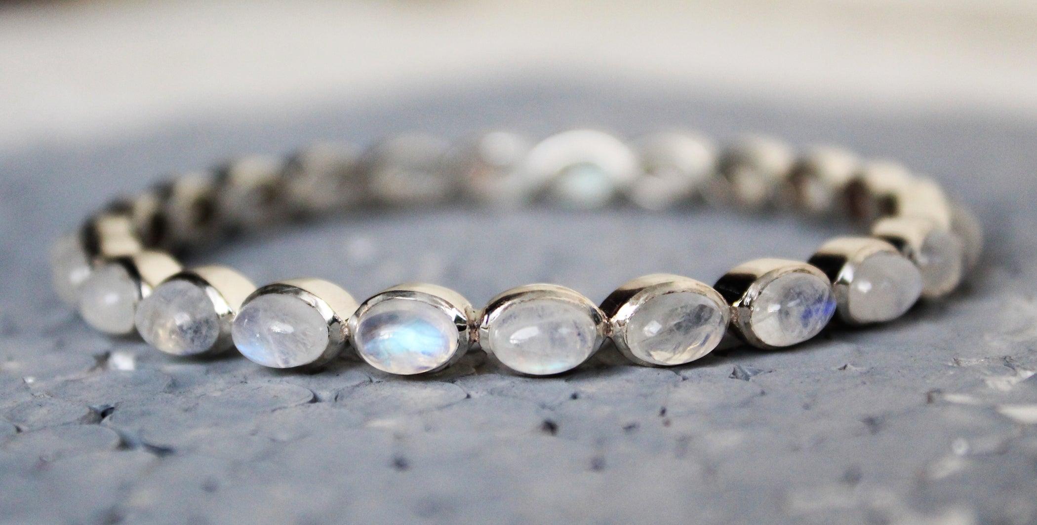 Moonstone Bangle, Rainbow Moonstone Bracelet, Sterling Silver, Silver Gemstone Bangles, Gemstone Bangles, Bezel Set Bangles