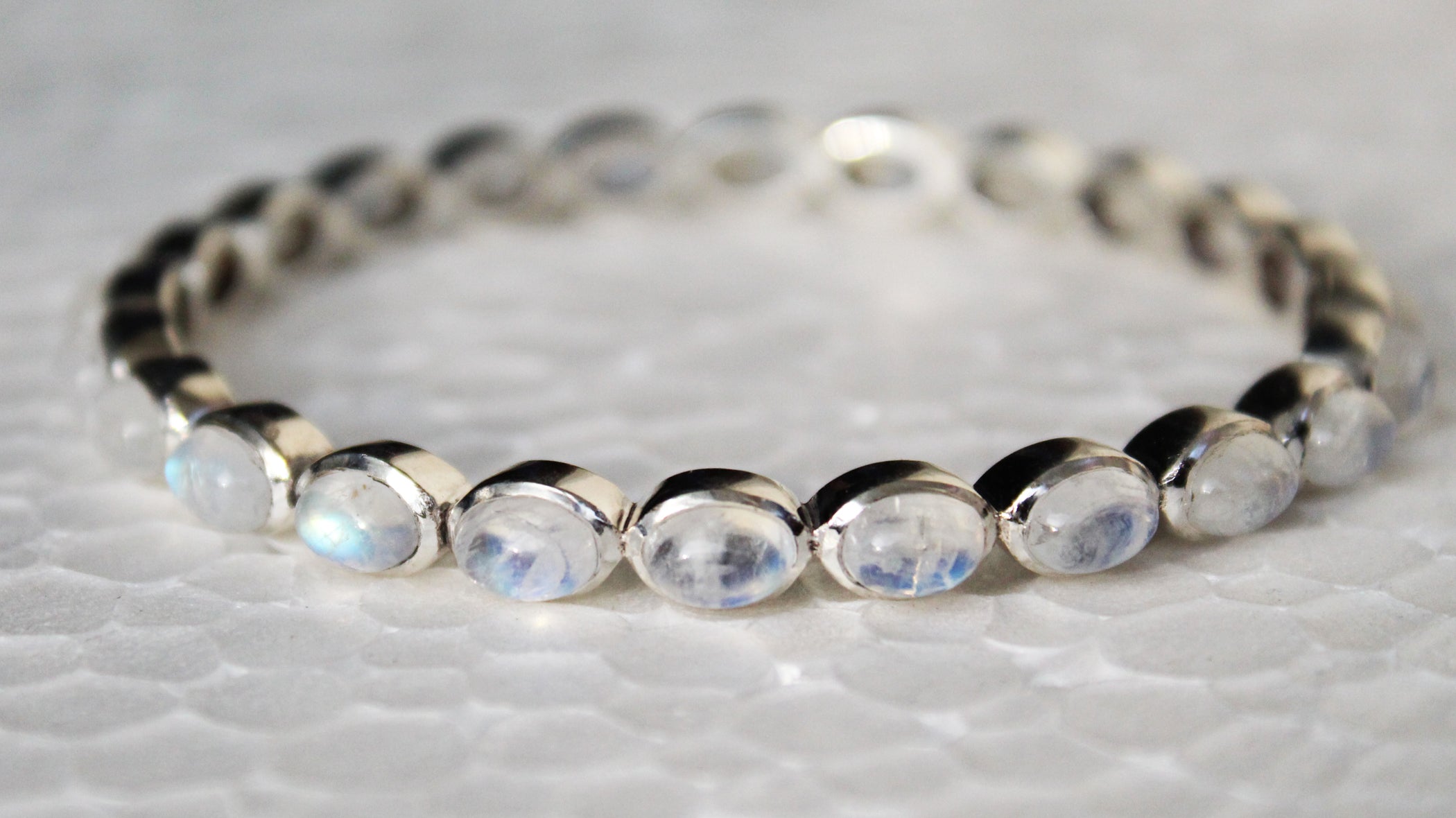 Moonstone Bangle, Rainbow Moonstone Bracelet, Sterling Silver, Silver Gemstone Bangles, Gemstone Bangles, Bezel Set Bangles