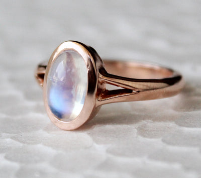 Rainbow Moonstone Ring, Blue Flash Ring, Boho Statement Ring, Solid 925 Sterling Silver Ring, Rose Gold Ring, Handmade Ring, June birthstone