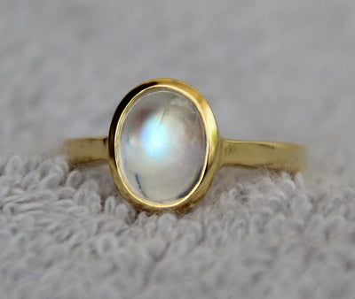 Rainbow Moonstone Ring, Sterling Silver Rings for Women, June Birthstone Ring, Promise Anniversary Ring Rose Gold Plated Ring,Boho,Statement