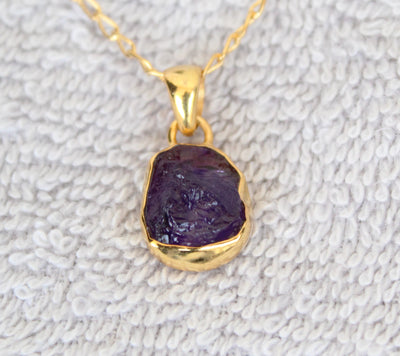 Raw Amethyst Necklace, Crystal Necklace, Bridesmaid Necklace, Gold Filled Raw Necklace, Sterling Silver Necklace, Purple Stone Necklace