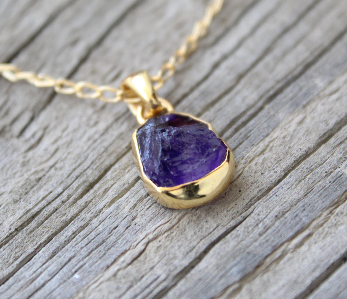 Raw Amethyst Necklace, Crystal Necklace, Bridesmaid Necklace, Gold Filled Raw Necklace, Sterling Silver Necklace, Purple Stone Necklace