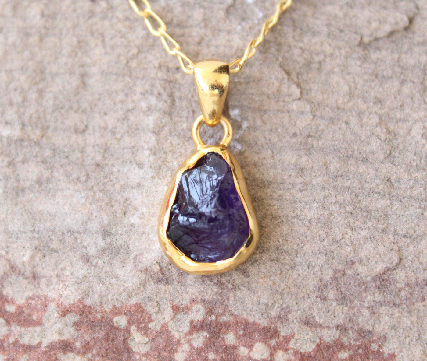 Raw Amethyst Necklace, Crystal Necklace, Bridesmaid Necklace, Gold Filled Raw Necklace, Sterling Silver Necklace, Purple Stone Necklace
