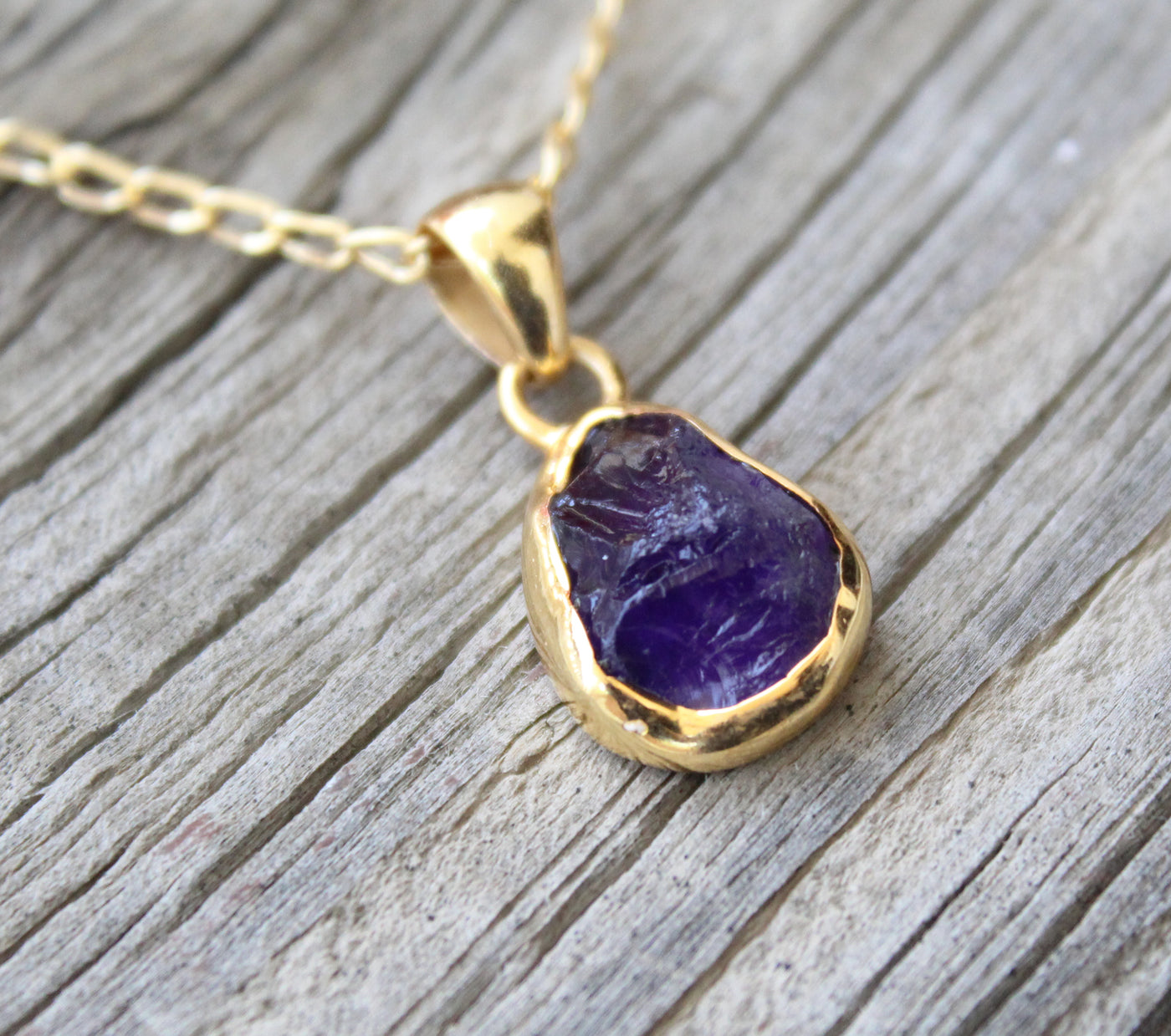 Raw Amethyst Necklace, Crystal Necklace, Bridesmaid Necklace, Gold Filled Raw Necklace, Sterling Silver Necklace, Purple Stone Necklace