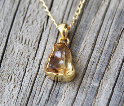 Rough Citrine Pendant, Raw Citrine Necklace, November Birthstone, 925 Sterling Silver, 14k Gold filled Necklace, Yellow Stone Necklace