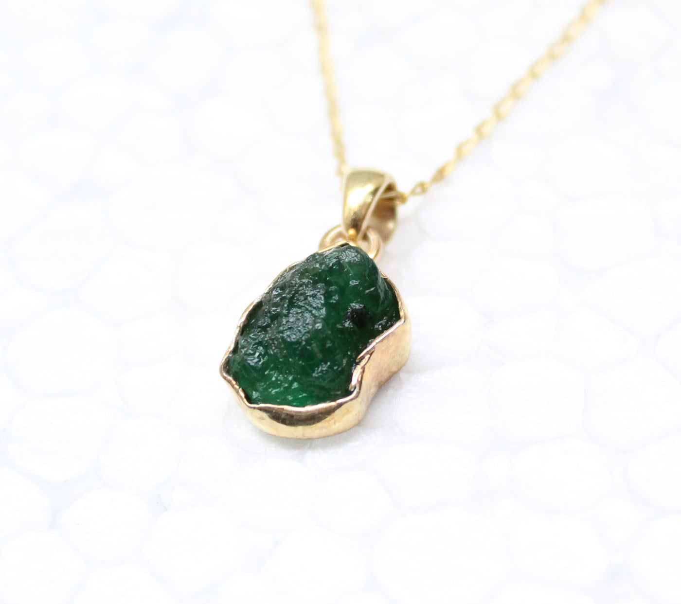 Raw Emerald Necklace, May Birthstone Necklace , Raw Crystal Necklace, Genuine Emerald Pendant, Gold Necklace, Gift For Her, Custom Necklace