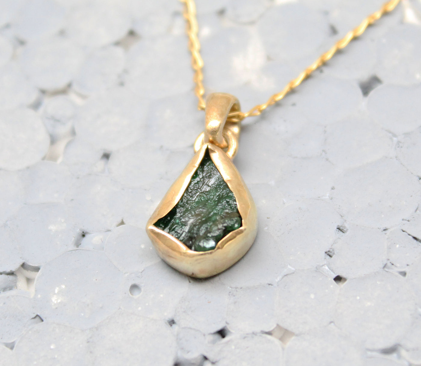 Raw Emerald Necklace, May Birthstone Necklace , Raw Crystal Necklace, Genuine Emerald Pendant, Gold Necklace, Gift For Her, Custom Necklace