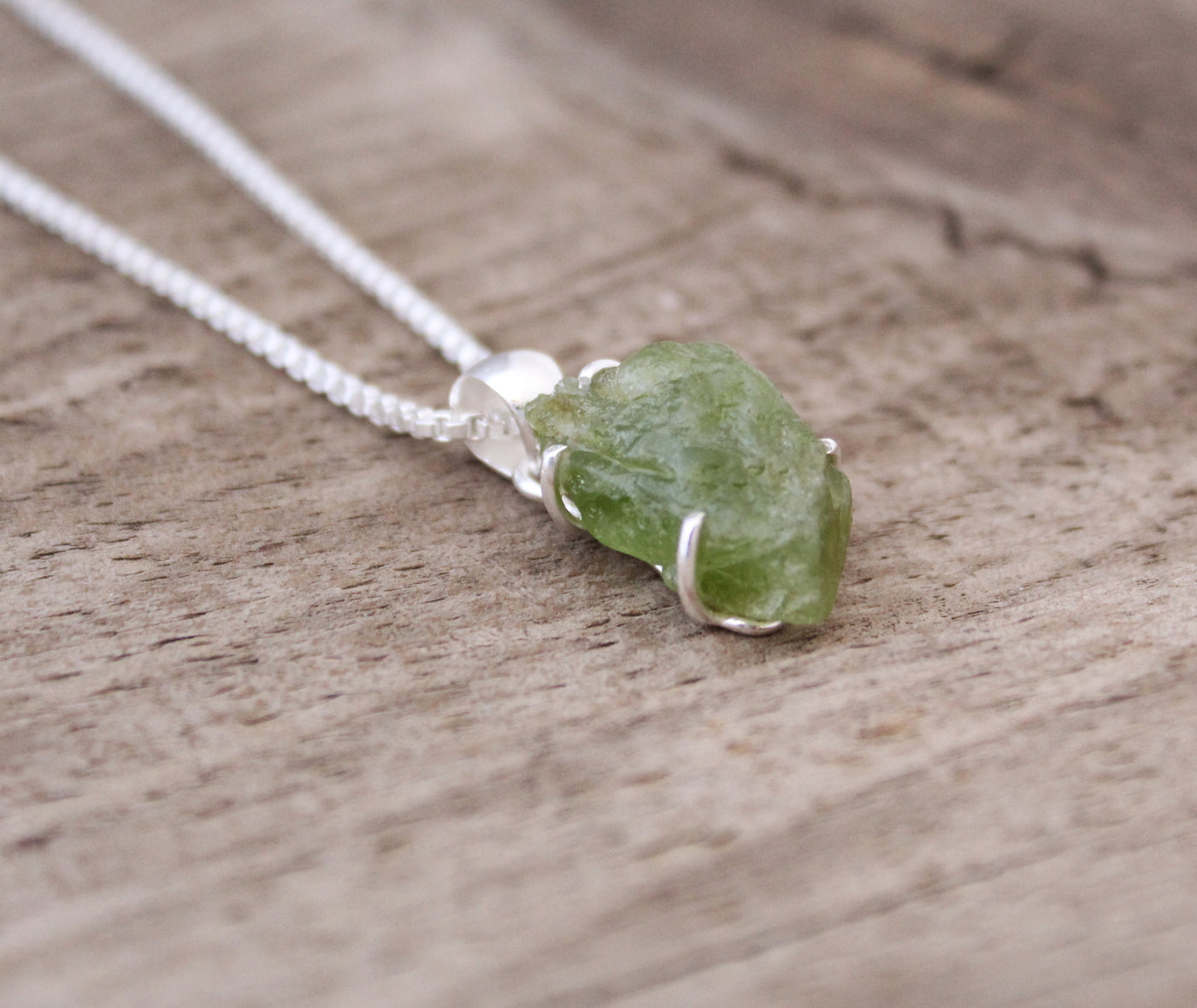 Raw Peridot Necklace, Silver Pendant, August Birthstone Necklace, Gold Necklace, Birthday Gift, Green Stone Necklace, Dainty Silver Necklace