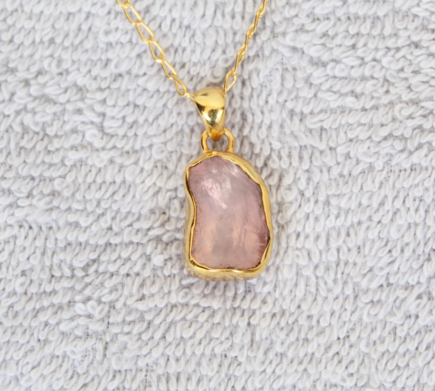 Raw Quartz Necklace, Pink Quartz Necklace, Birthstone Necklace, Gold Filled Pendant, Natural Rose Quartz Jewelry, Pink Quartz Necklace