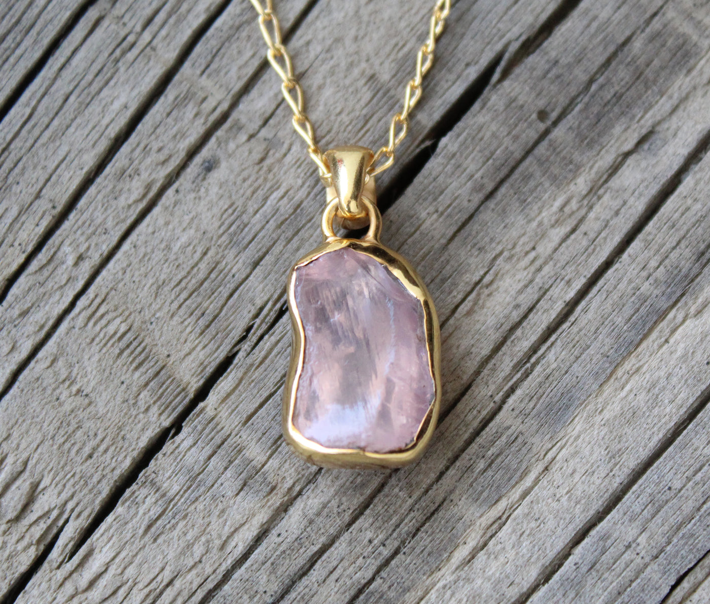 Raw Quartz Necklace, Pink Quartz Necklace, Birthstone Necklace, Gold Filled Pendant, Natural Rose Quartz Jewelry, Pink Quartz Necklace