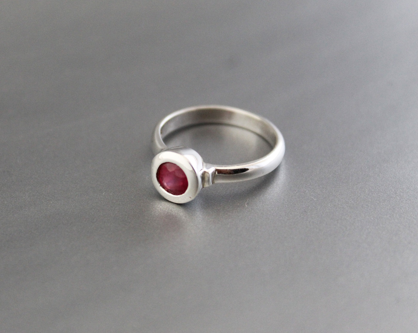 Ruby Ring Solid Silver 925K Minimalist Ring Mothers Day Personalized Gift Rings For Women large ring statement ring July birthstone ring