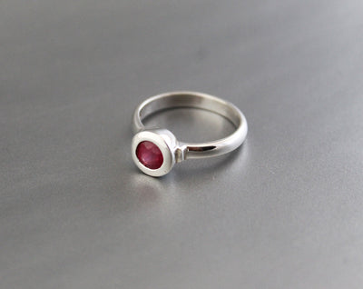 Ruby Ring Solid Silver 925K Minimalist Ring Mothers Day Personalized Gift Rings For Women large ring statement ring July birthstone ring