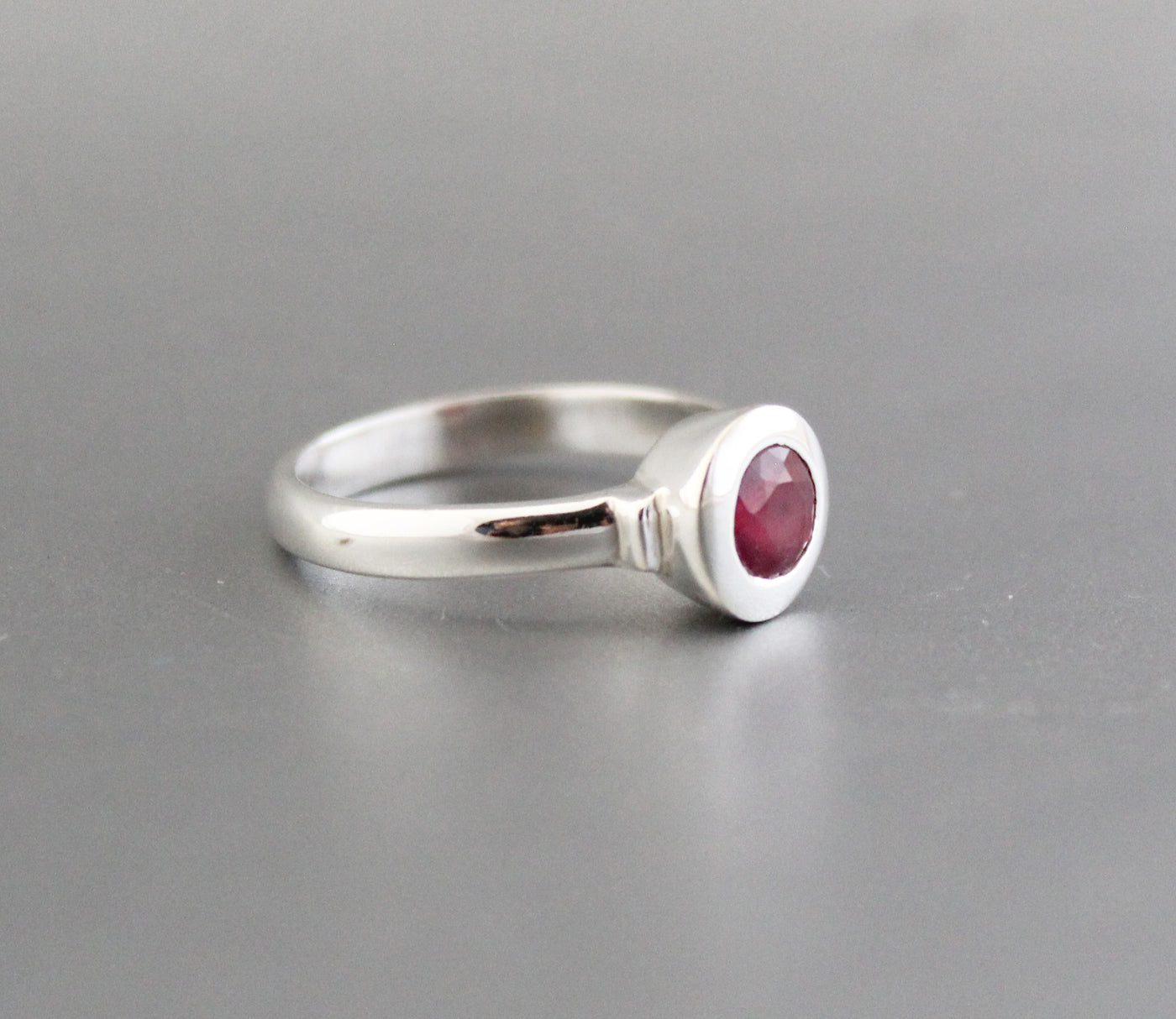 Ruby Ring Solid Silver 925K Minimalist Ring Mothers Day Personalized Gift Rings For Women large ring statement ring July birthstone ring