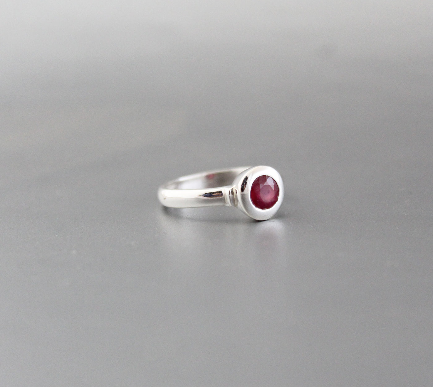 Ruby Ring Solid Silver 925K Minimalist Ring Mothers Day Personalized Gift Rings For Women large ring statement ring July birthstone ring