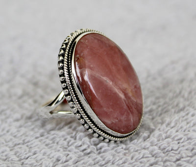 Rhodochrosite Ring, Sterling Silver, Pink Gemstone Ring, Rhodochrosite Jewelry, Handmade, Gemstone, Boho , Gift , Bridesmaid