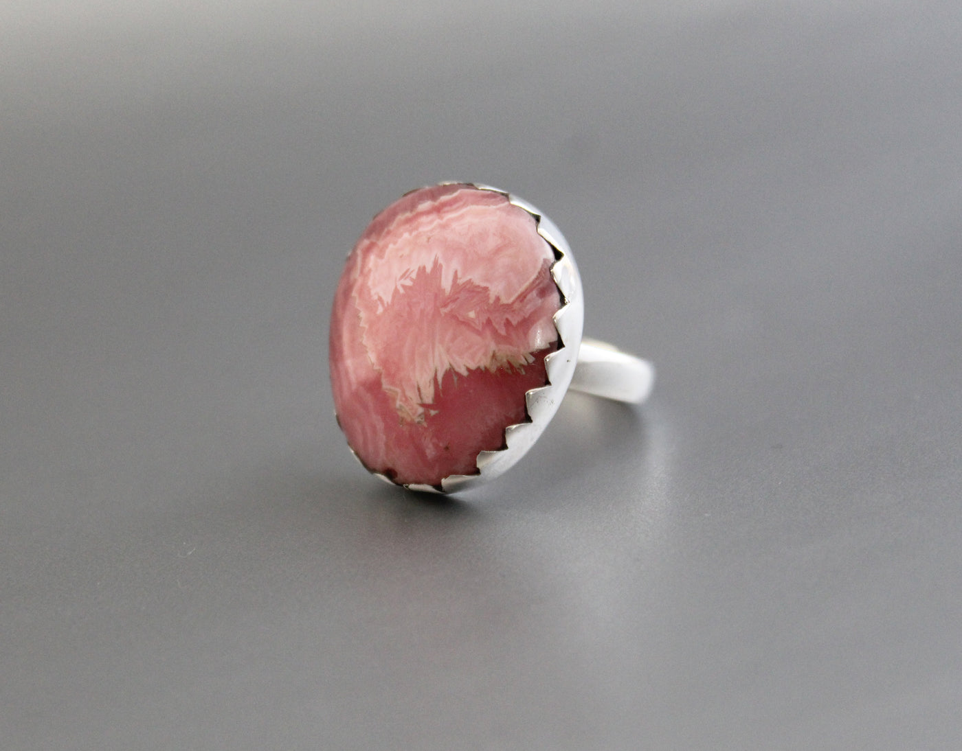 Rhodochrosite Ring, Sterling Silver Ring, Gift for Her, Natural Rhodochrosite,Handmade Ring, Large Gemstone Silver Ring, Pink Rhodochrosite
