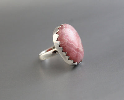 Rhodochrosite Ring, Sterling Silver Ring, Gift for Her, Natural Rhodochrosite,Handmade Ring, Large Gemstone Silver Ring, Pink Rhodochrosite