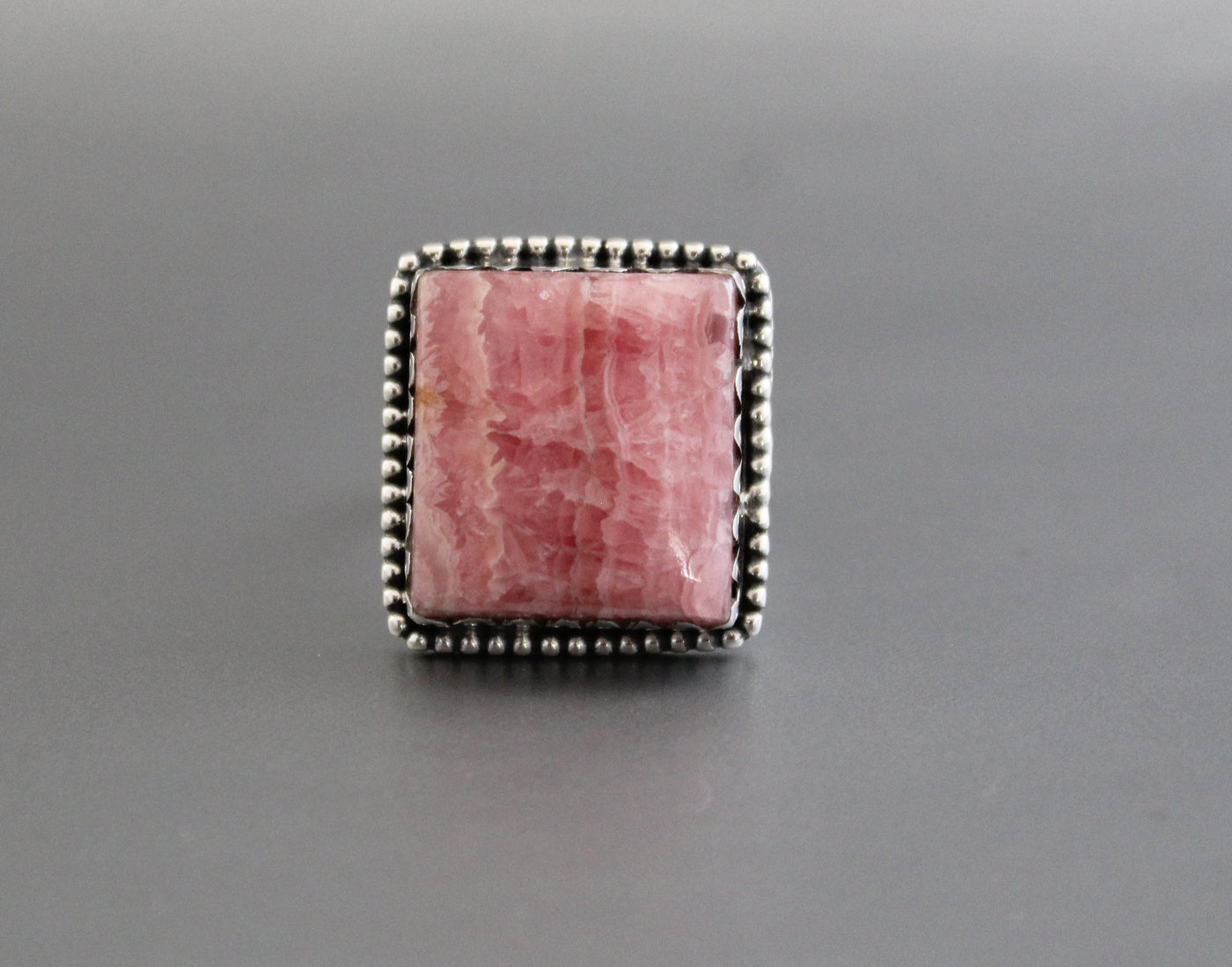 Rhodochrosite Ring, 92.5 Sterling Silver, Handmade Ring, Boho Rings, Agate Jewelry, Large Oval Ring, Organic, Statement, Modern Ring, Boho
