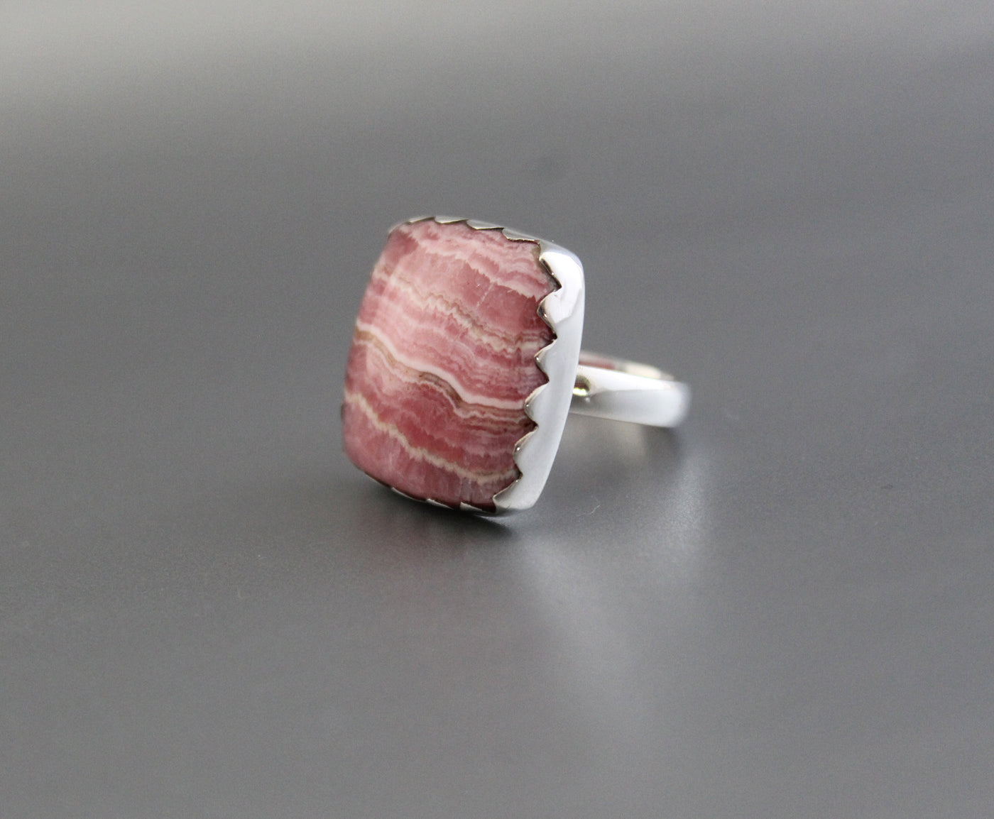 Rhodochrosite Ring, Large Gemstone Ring, Handmade Ring, 925 Sterling Silver, Pink Gemstone Ring, Boho Rings, February Birthstone, Organic