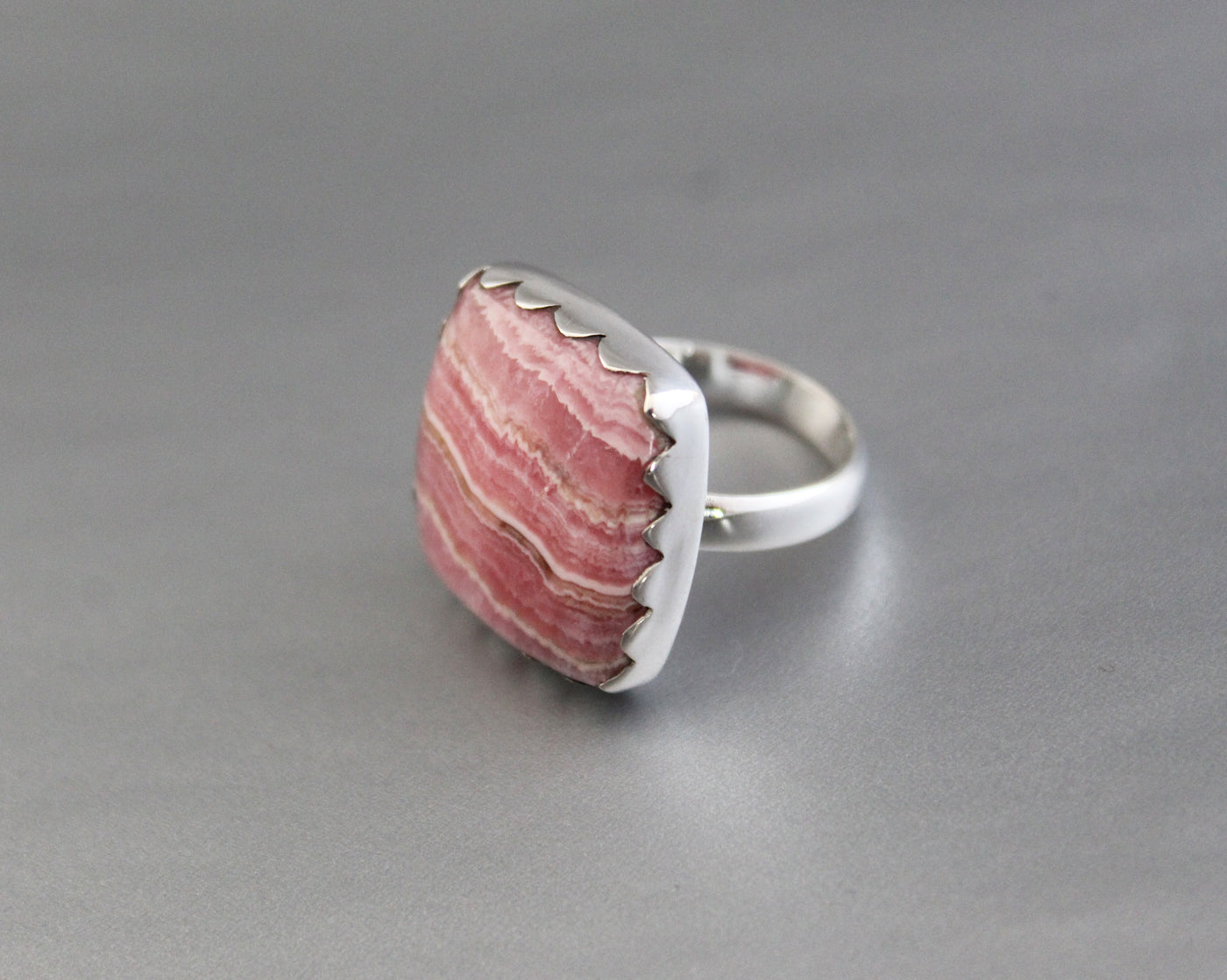Rhodochrosite Ring, Large Gemstone Ring, Handmade Ring, 925 Sterling Silver, Pink Gemstone Ring, Boho Rings, February Birthstone, Organic