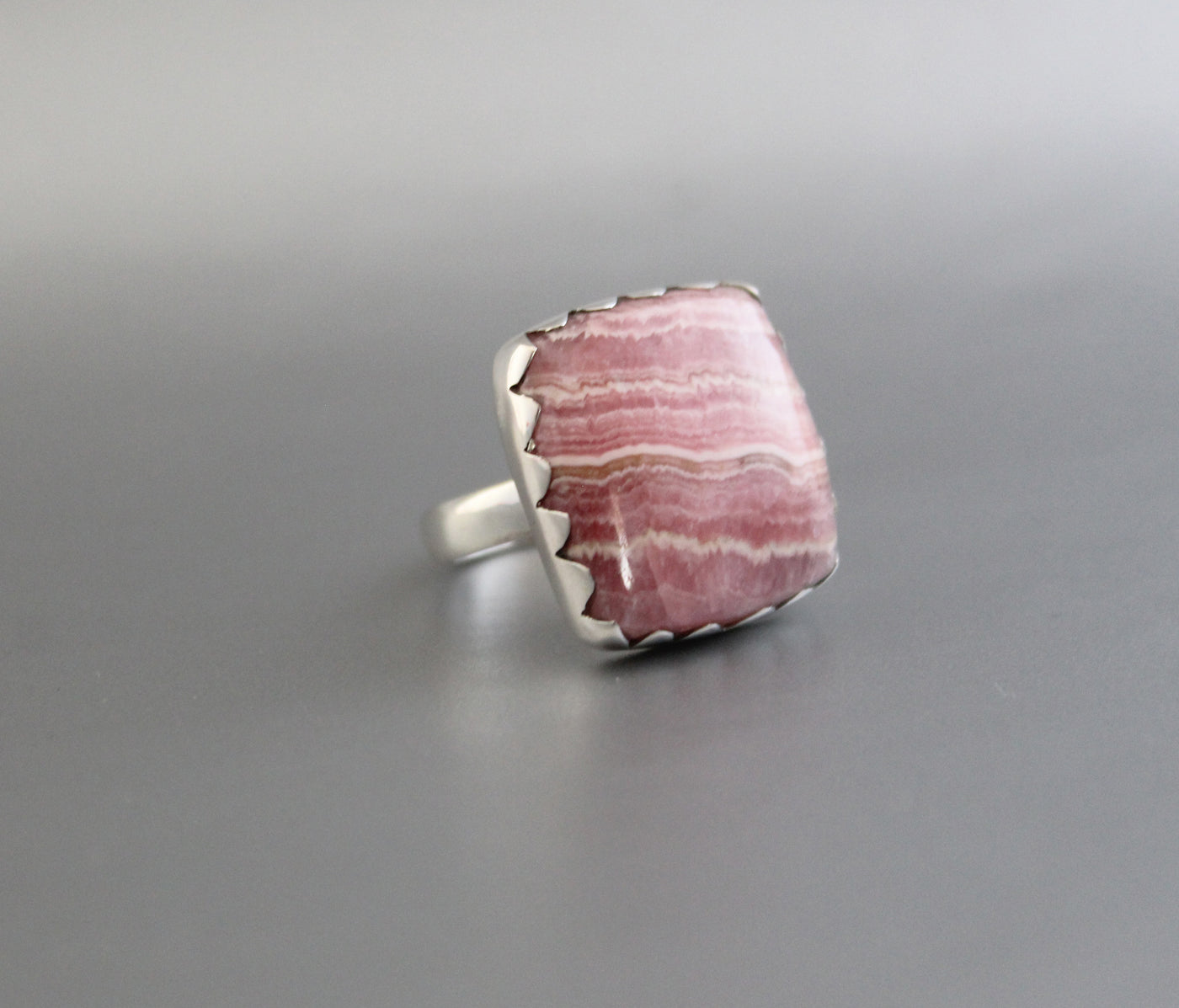 Rhodochrosite Ring, Large Gemstone Ring, Handmade Ring, 925 Sterling Silver, Pink Gemstone Ring, Boho Rings, February Birthstone, Organic